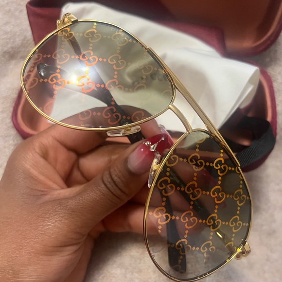 Gucci Gold Aviator Sunglasses - Picture 1 of 8
